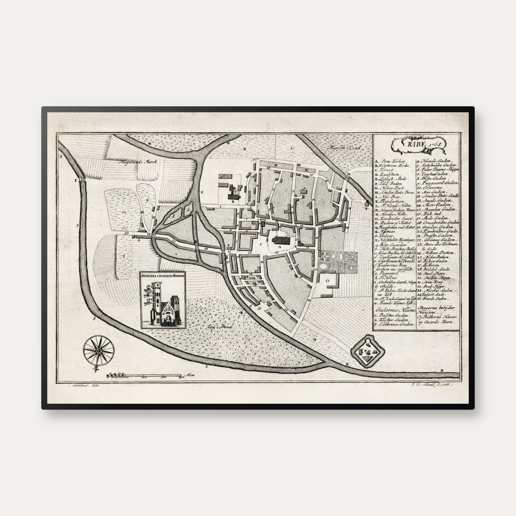 Ribe 1768 - Historisk bykort – billede 1