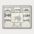Odense 1885 - Udstillingskort med byprospekter - 70×55 cm – billede 1