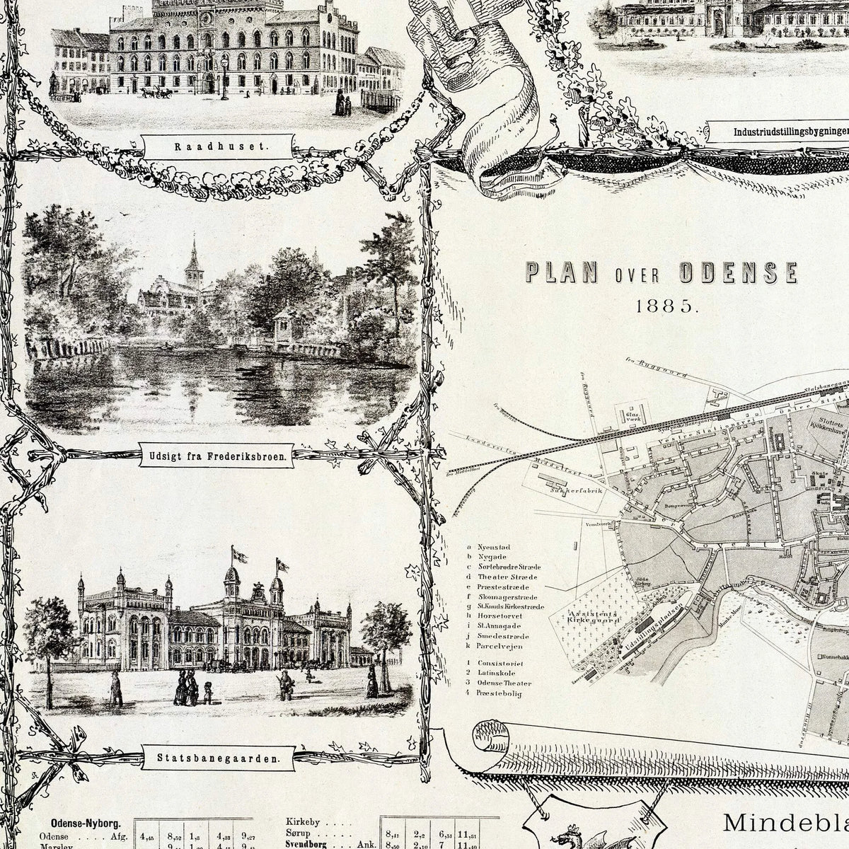 Odense 1885 - Udstillingskort med byprospekter - 70×55 cm – billede 4