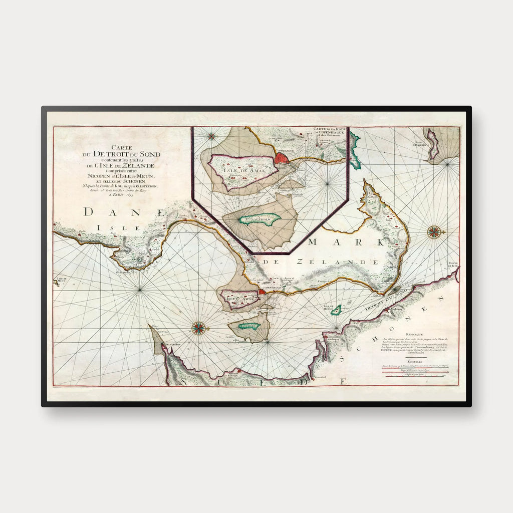 Øresund 1693 - Fransk søkort med København – billede 1