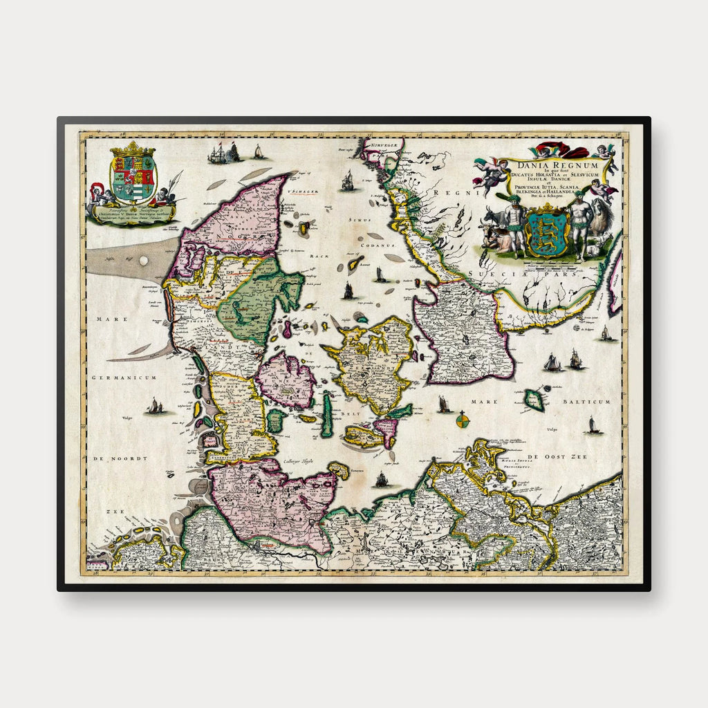 Danmark 1695 - Historisk kort af Gerrit van Schagen - 100×80 cm – billede 1