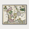 Danmark 1695 - Historisk kort af Gerrit van Schagen - 100×80 cm – billede 1