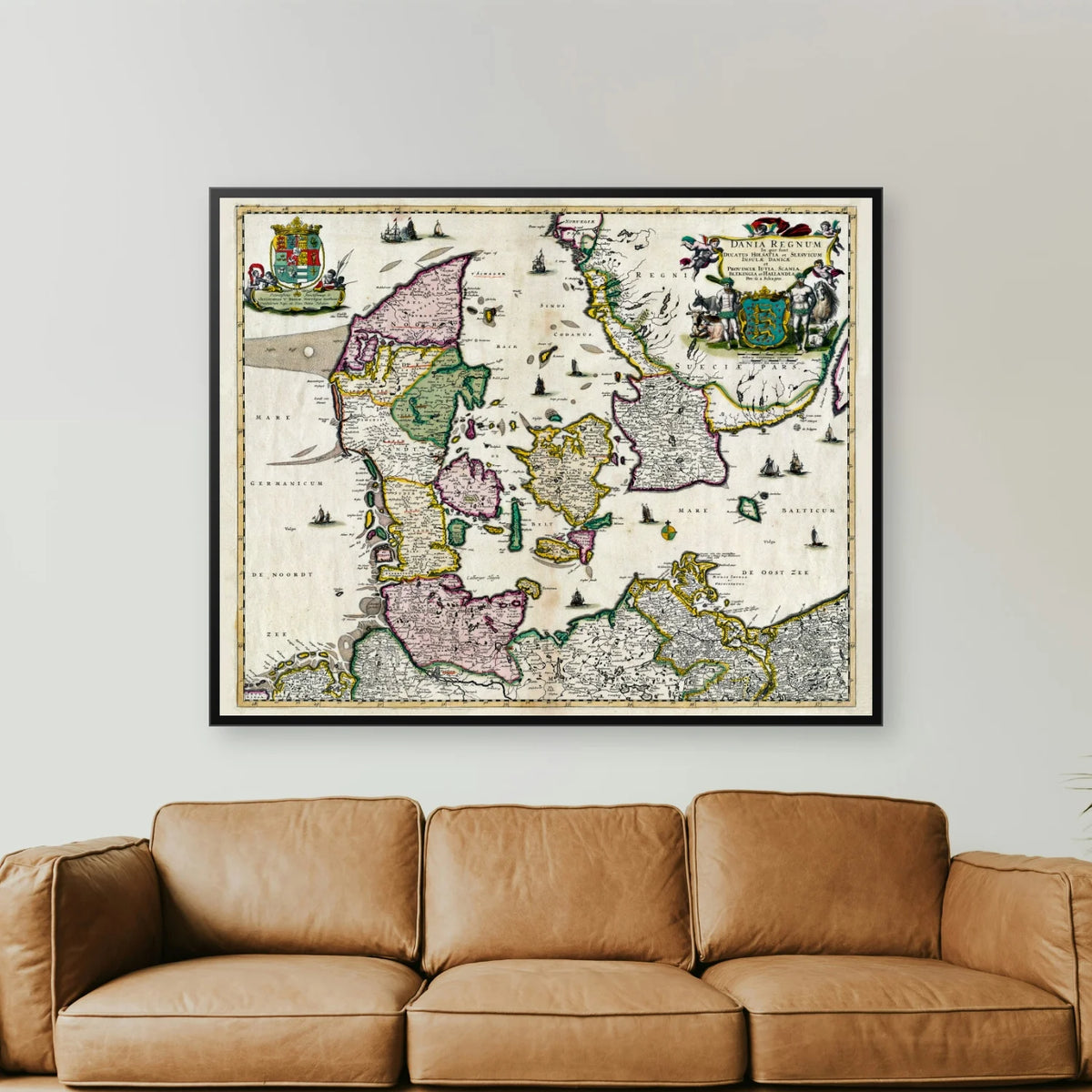 Danmark 1695 - Historisk kort af Gerrit van Schagen - 100×80 cm – billede 2