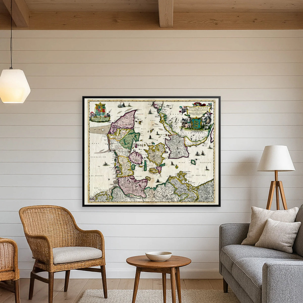 Danmark 1695 - Historisk kort af Gerrit van Schagen - 100×80 cm – billede 3