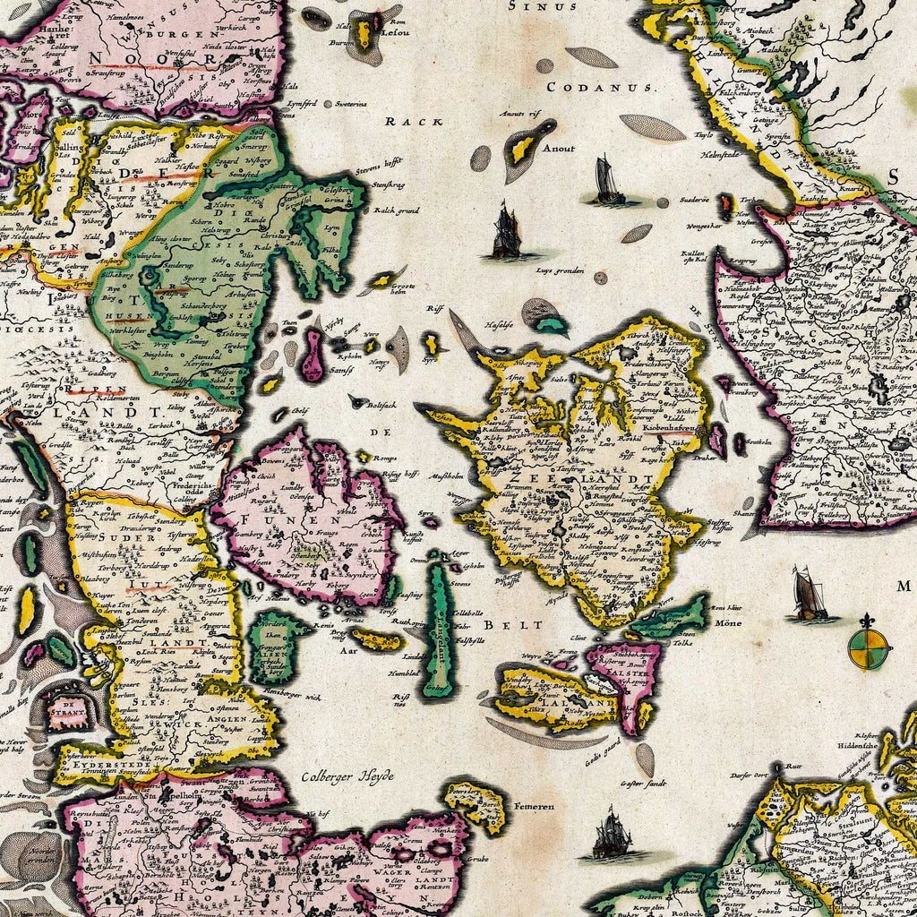 Danmark 1695 - Historisk kort af Gerrit van Schagen - 100×80 cm – billede 4