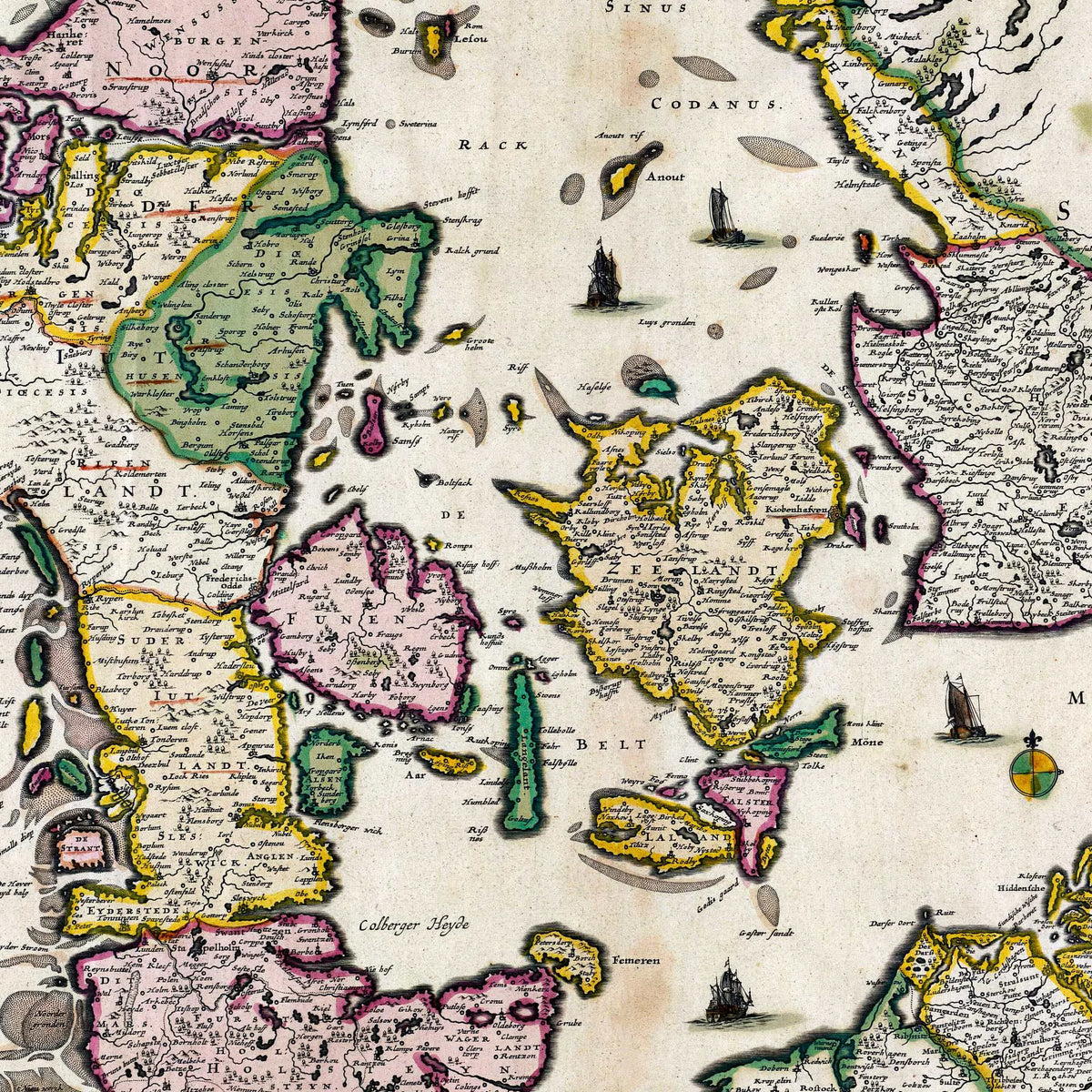 Danmark 1695 - Historisk kort af Gerrit van Schagen - 100×80 cm – billede 4
