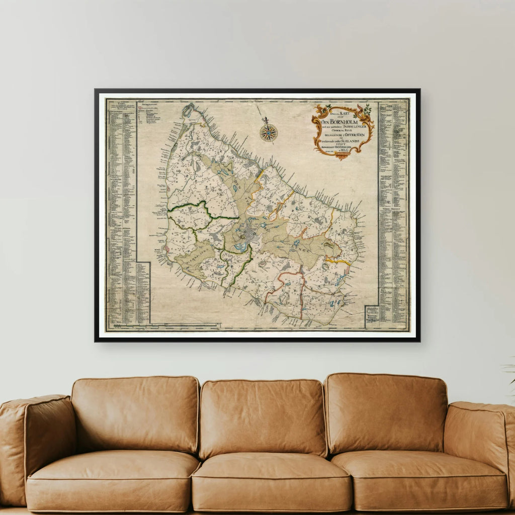 Bornholm 1783 - Historisk kort af B. Falenkamp - 90×70 cm – billede 2