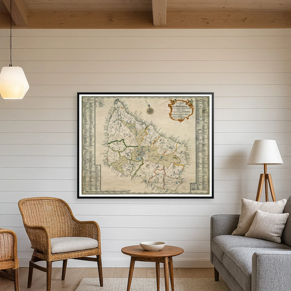 Bornholm 1783 - Historisk kort af B. Falenkamp - 90×70 cm – billede 3