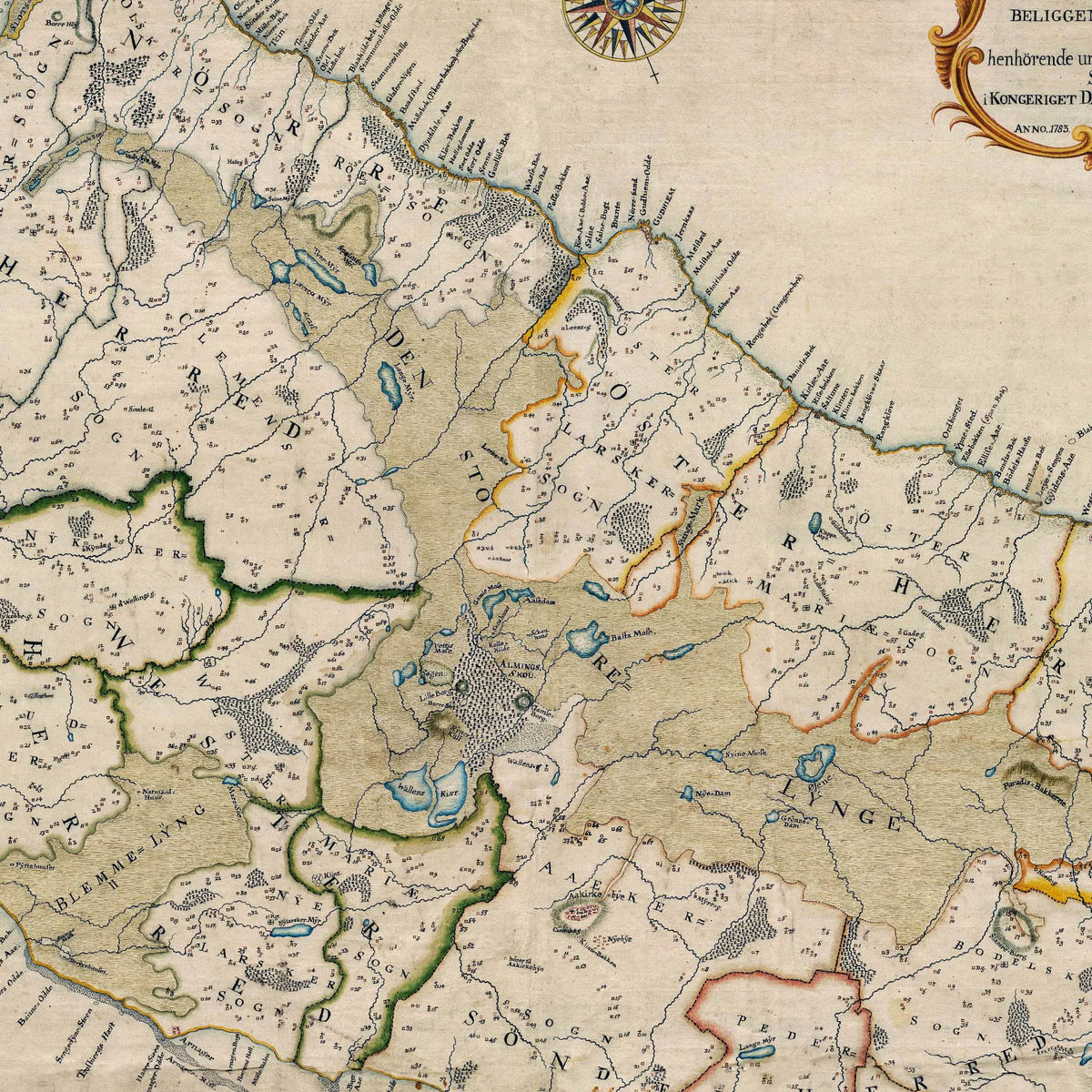 Bornholm 1783 - Historisk kort af B. Falenkamp - 90×70 cm – billede 4