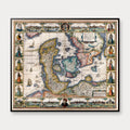 Danmark 1629 - Janssonius' kort med billedfrise - 70×60 cm – billede 1