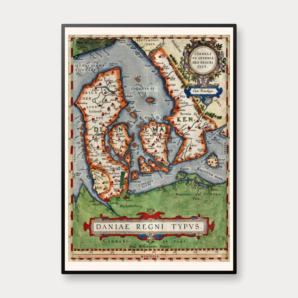 Danmark 1588 - Daniae regni typus af Ortelius – billede 1