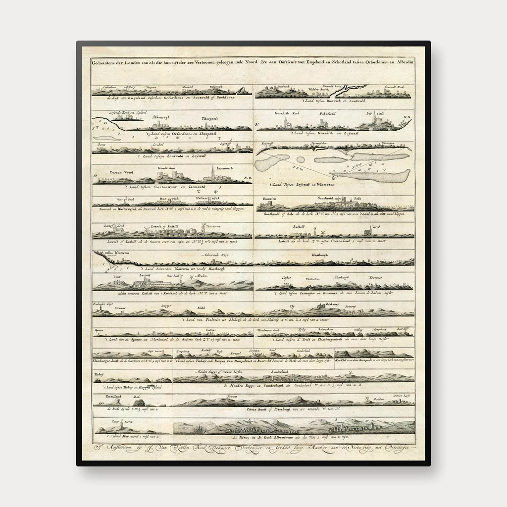 England og Skotland 1720 - Historiske kystprofiler - 50×60 cm – billede 1