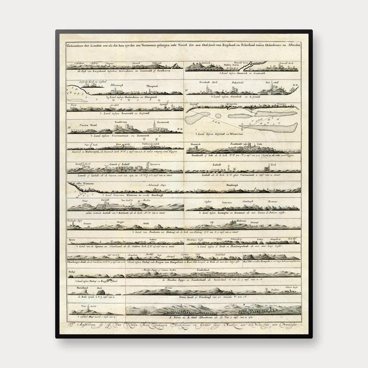 England og Skotland 1720 - Historiske kystprofiler - 50×60 cm – billede 1