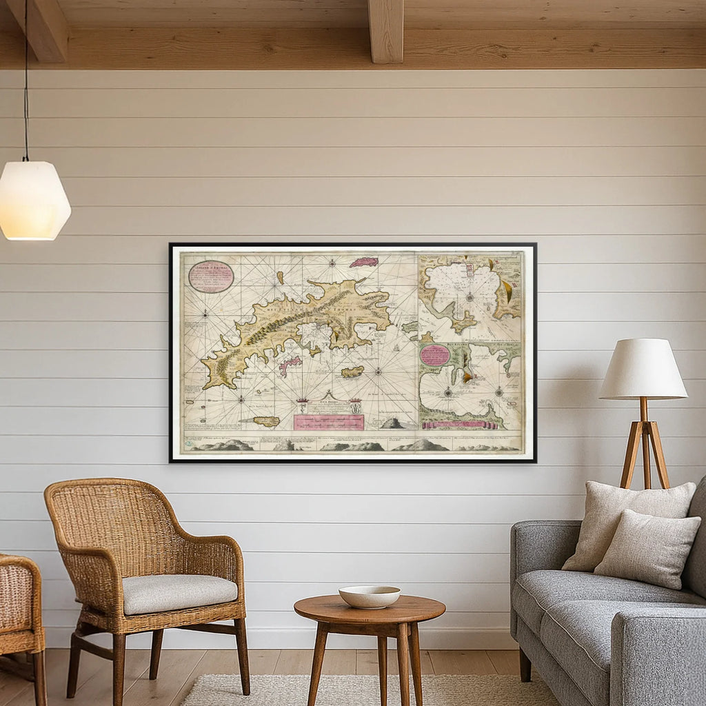 Sankt Thomas 1719 - Historisk søkort over Dansk Vestindien - 100×60 cm – billede 3