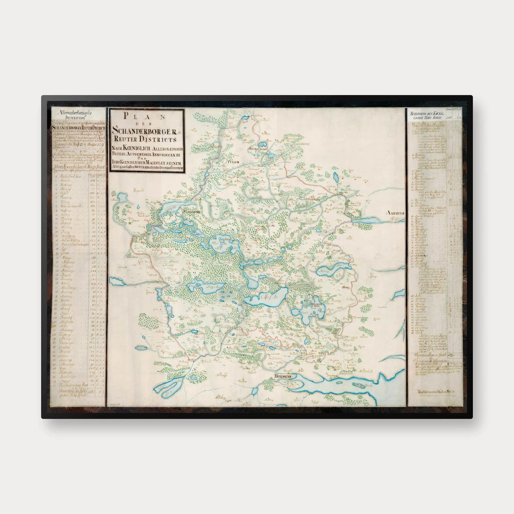 Skanderborg Rytterdistrikt 1723 - Historisk kort - 100×75 cm – billede 1