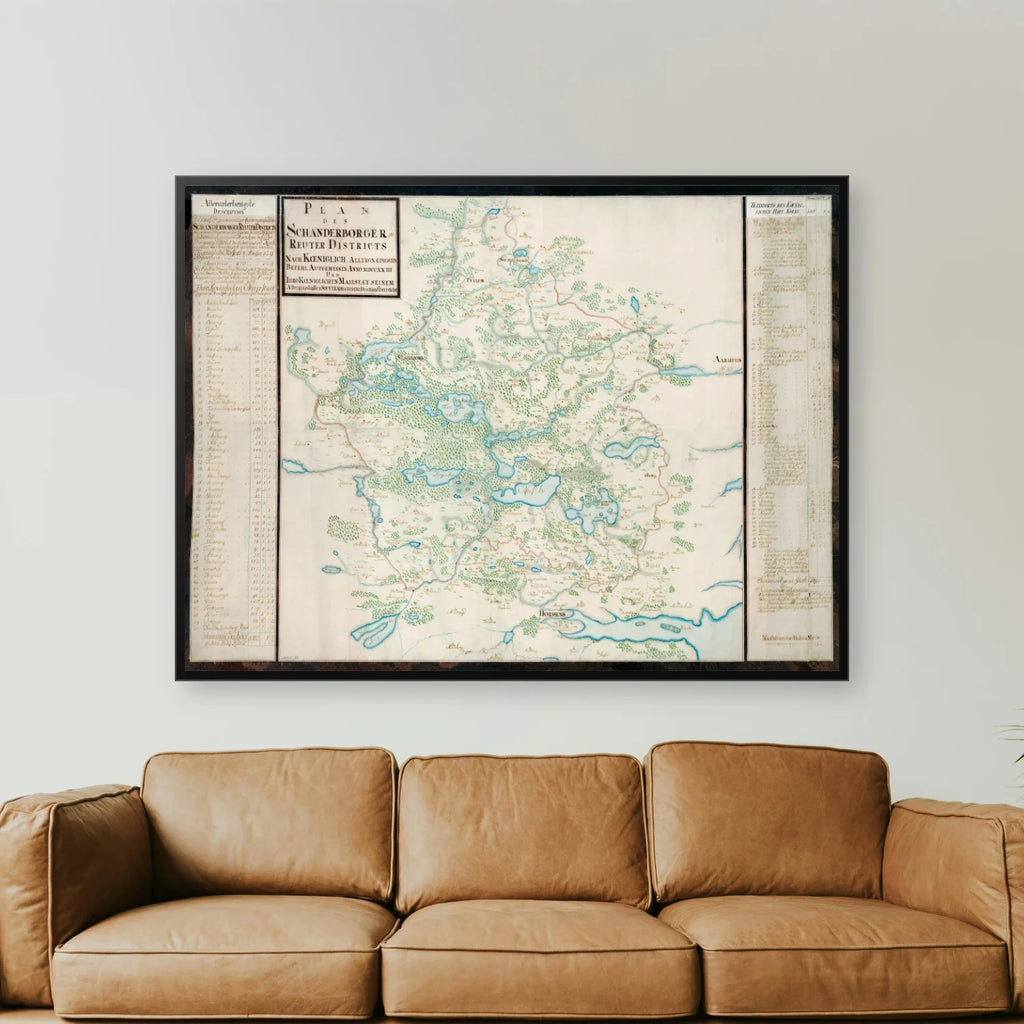 Skanderborg Rytterdistrikt 1723 - Historisk kort - 100×75 cm – billede 2