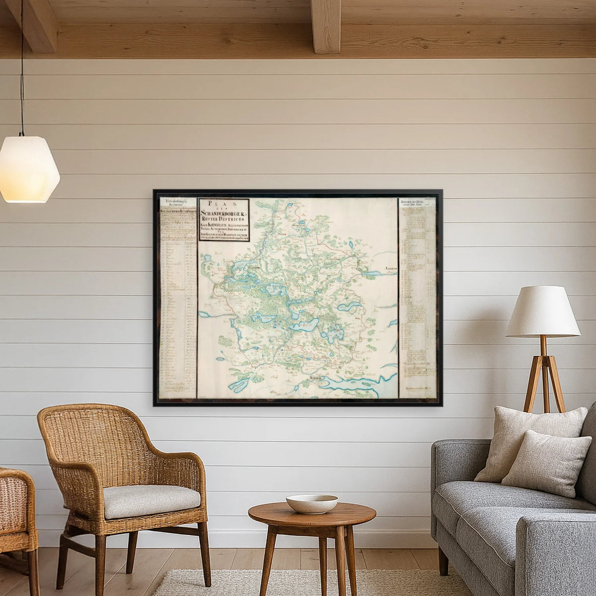 Skanderborg Rytterdistrikt 1723 - Historisk kort - 100×75 cm – billede 3