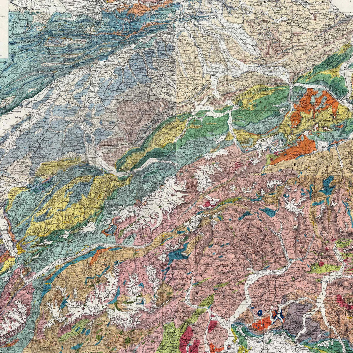 Schweiz - Historisk geologisk kort efter Studer og Escher – billede 4