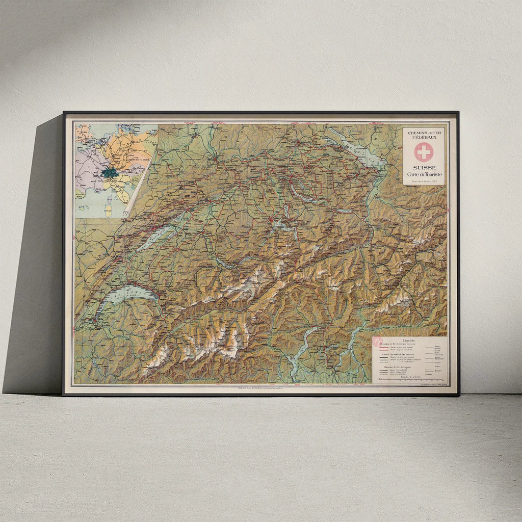 Schweiz 1922 - Turistkort med jernbaner – billede 3