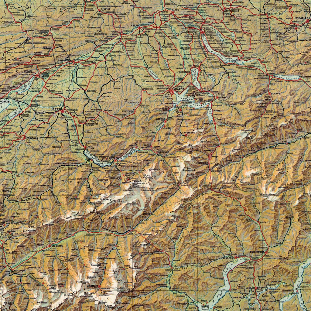 Schweiz 1922 - Turistkort med jernbaner – billede 4