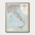 Italien 1891 - Historisk jernbanekort - 80×100 cm – billede 1