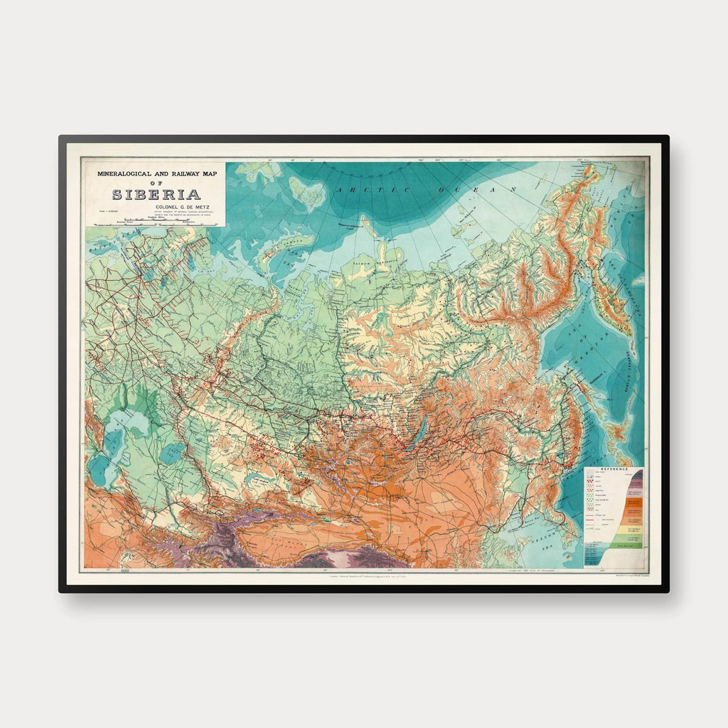 Sibirien 1922 - Mineraler og jernbaner - 100×75 cm – billede 1