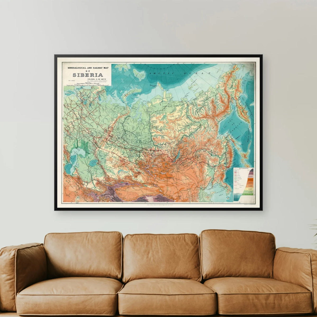 Sibirien 1922 - Mineraler og jernbaner - 100×75 cm – billede 2