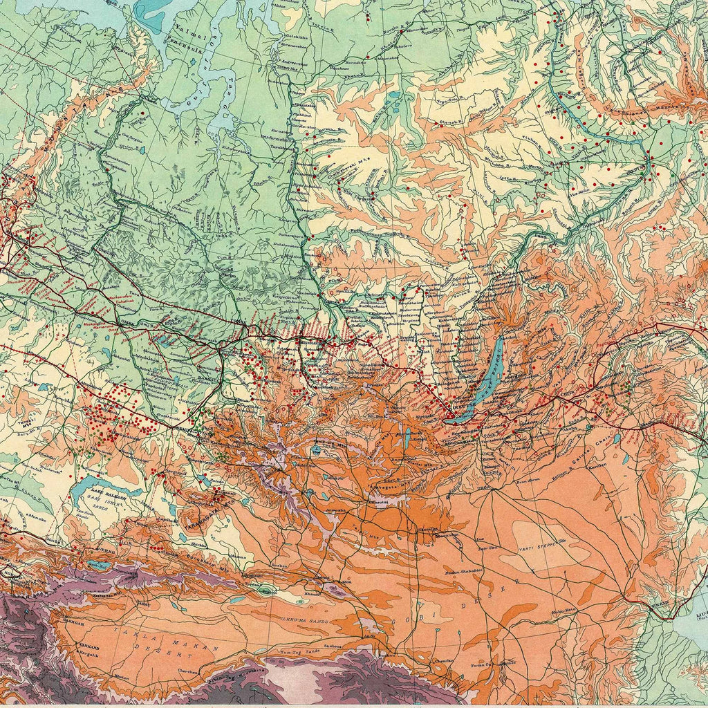 Sibirien 1922 - Mineraler og jernbaner - 100×75 cm – billede 4