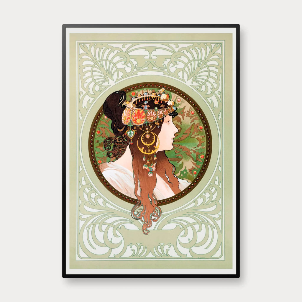 Byzantine Heads: Brunette 1897 - Alphonse Mucha – billede 1