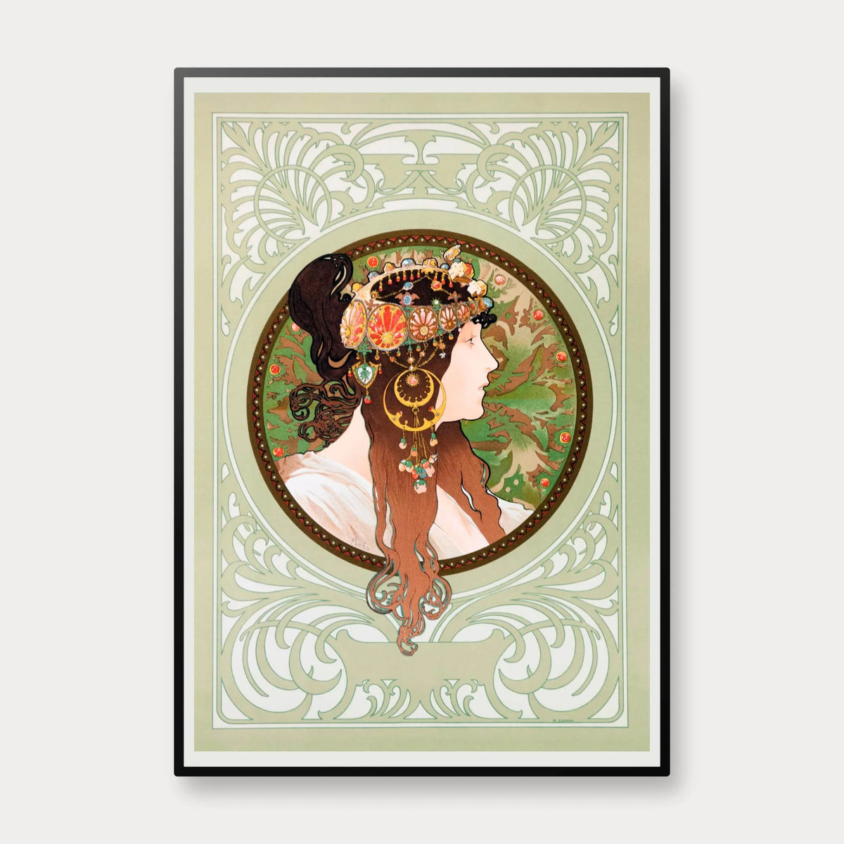 Byzantine Heads: Brunette 1897 - Alphonse Mucha – billede 1