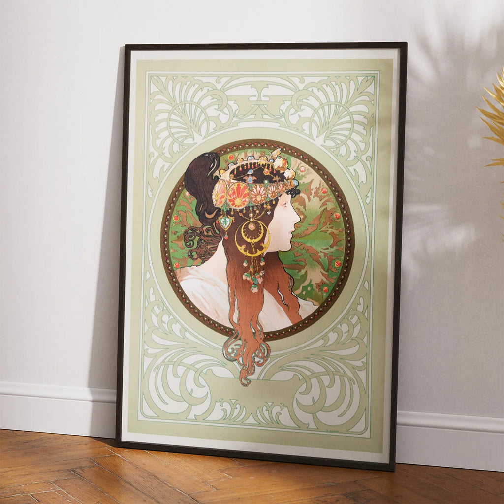 Byzantine Heads: Brunette 1897 - Alphonse Mucha – billede 2
