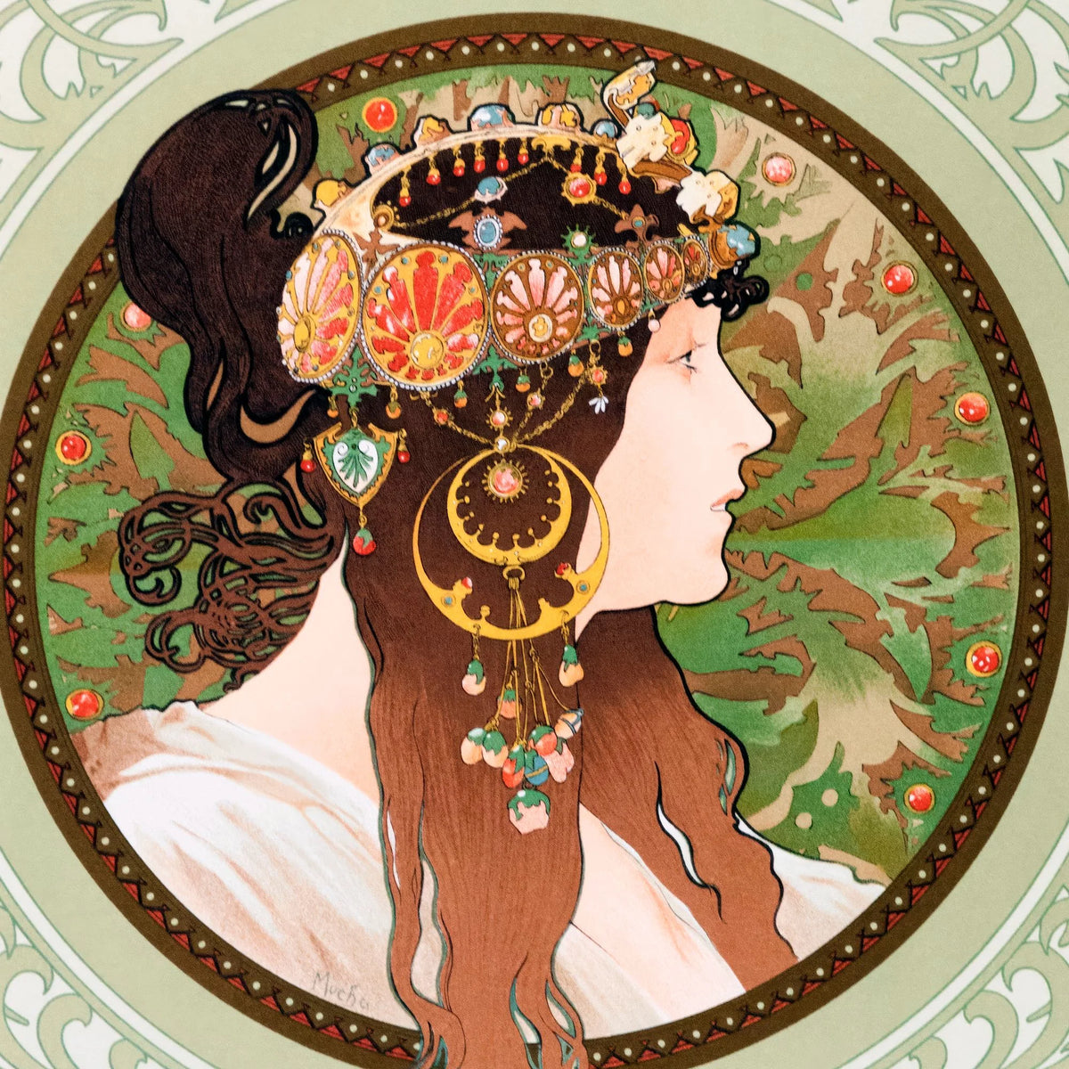 Byzantine Heads: Brunette 1897 - Alphonse Mucha – billede 4