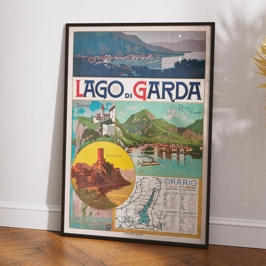 Gardasøen 1897 - Historisk plakat med sejlplan - 35×50 cm – billede 2