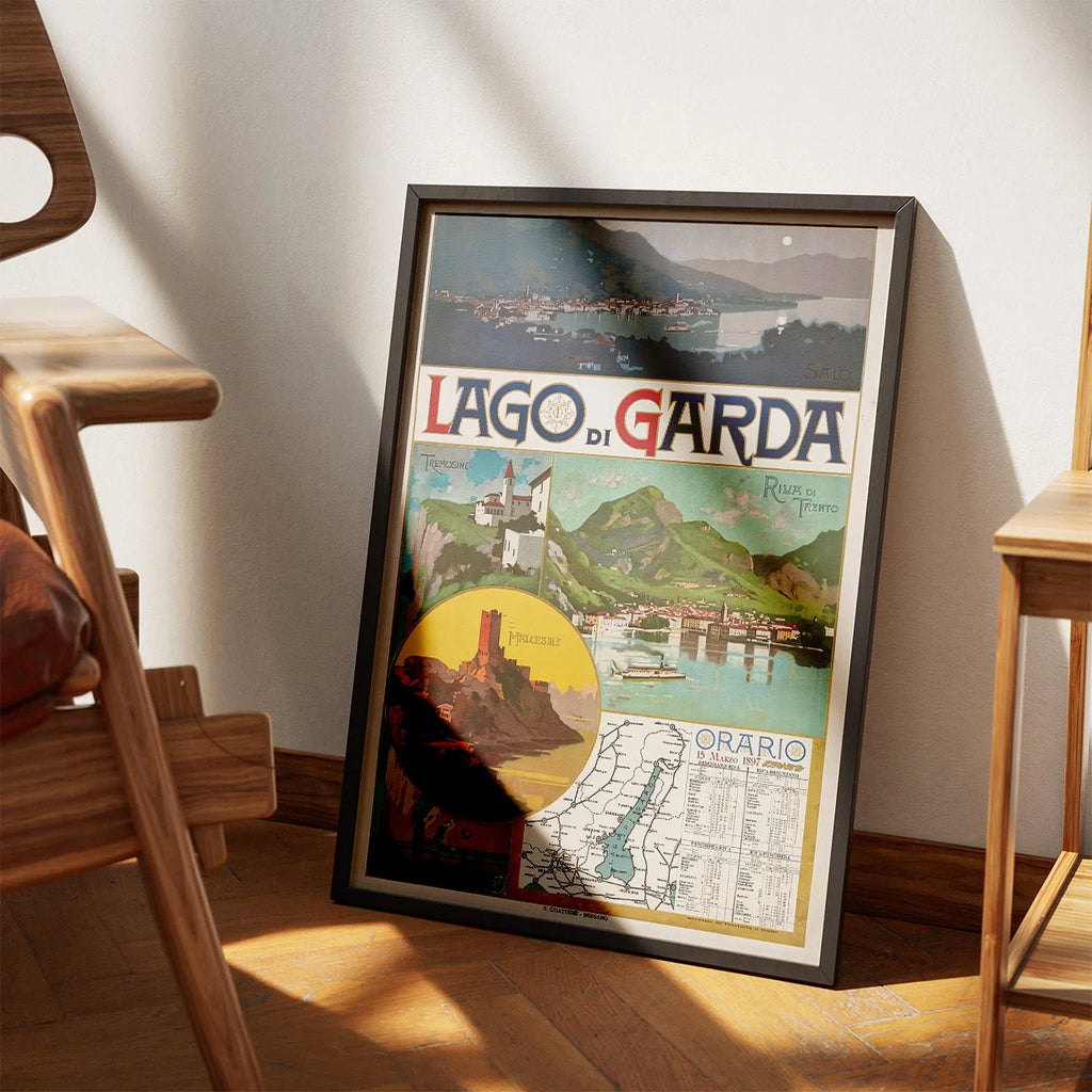 Gardasøen 1897 - Historisk plakat med sejlplan - 35×50 cm – billede 3