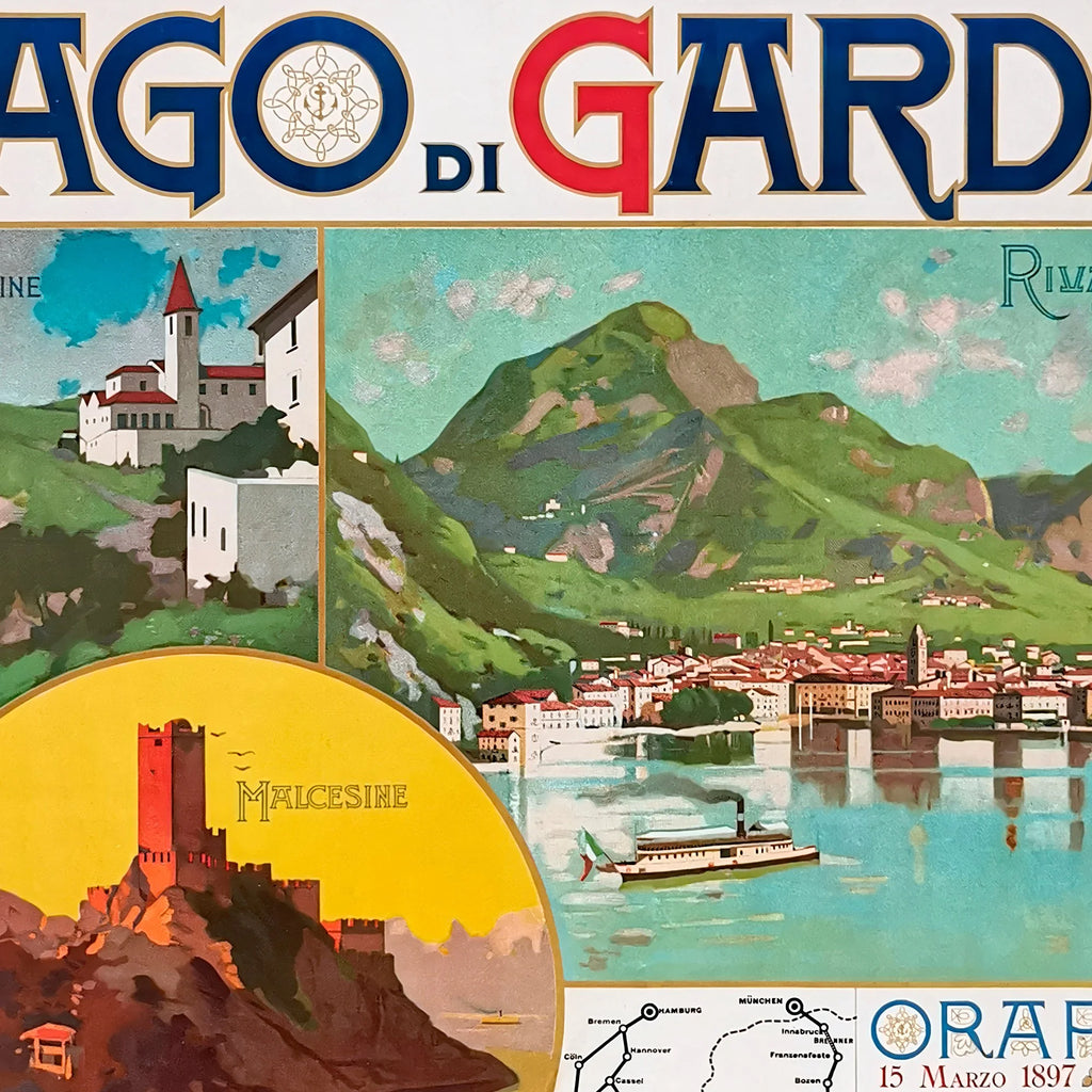 Gardasøen 1897 - Historisk plakat med sejlplan - 35×50 cm – billede 4
