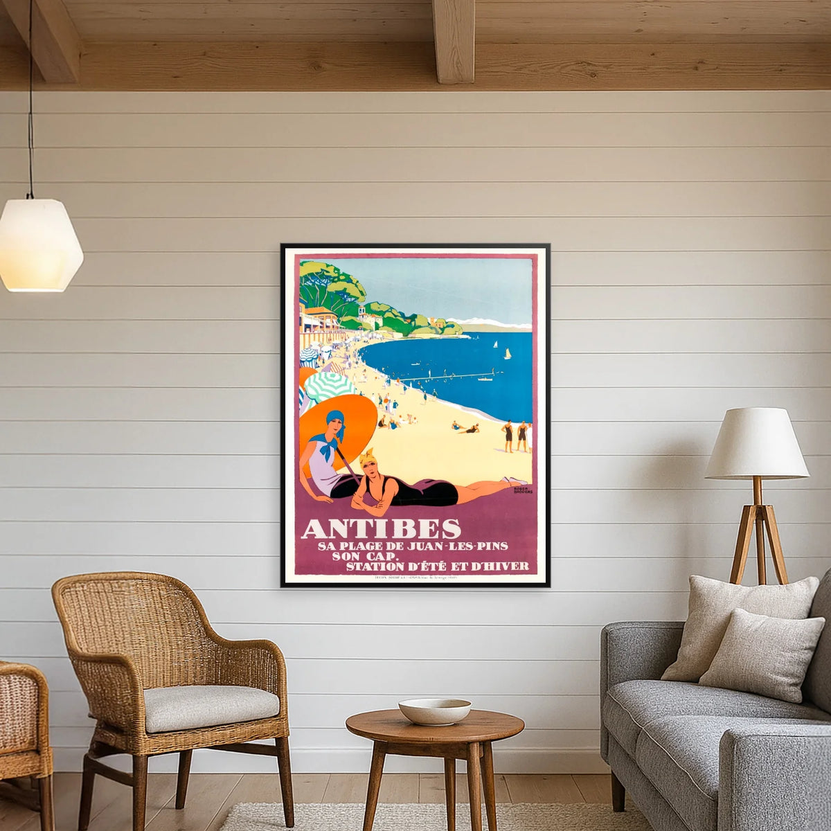 Antibes ca. 1928 - Roger Broders - 55×70 cm – billede 3