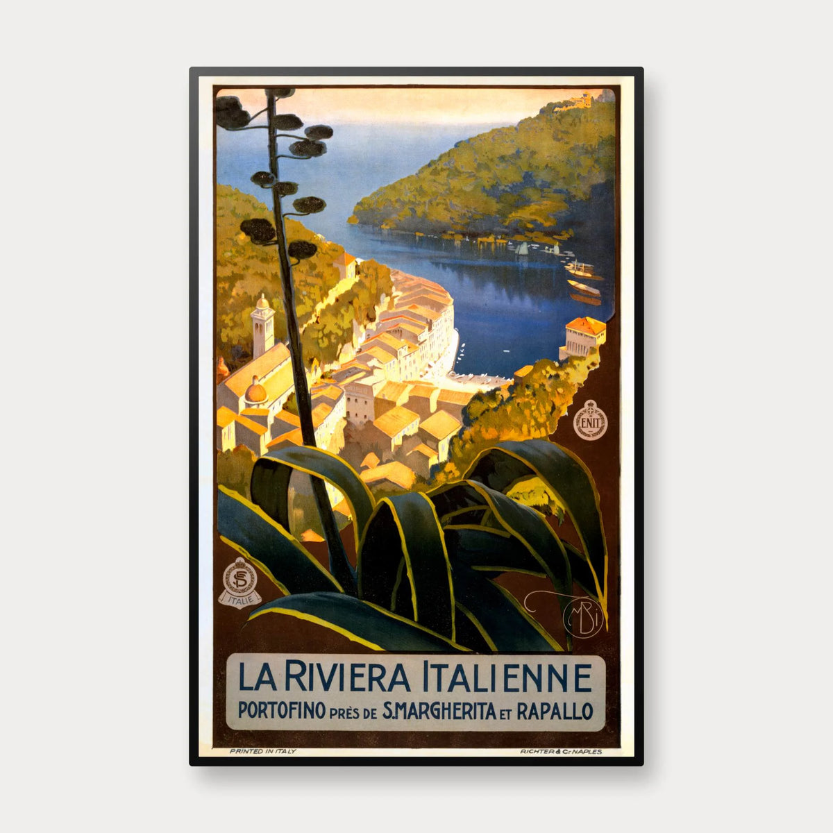 Portofino ca. 1920 - Den italienske Riviera - 65×100 cm – billede 1