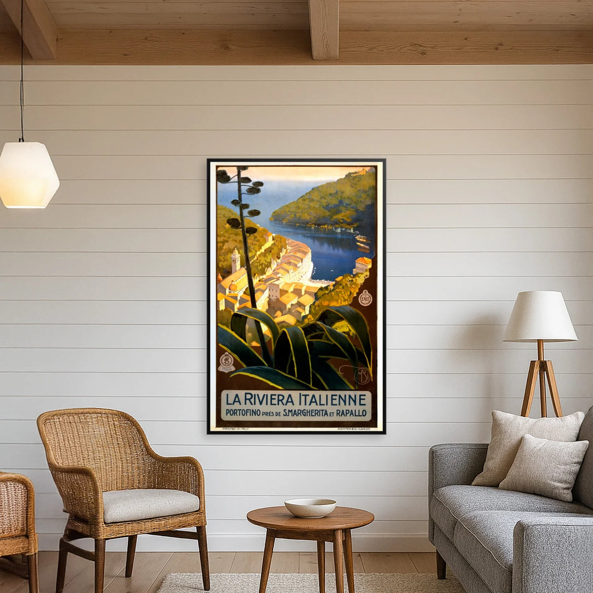Portofino ca. 1920 - Den italienske Riviera - 65×100 cm – billede 3