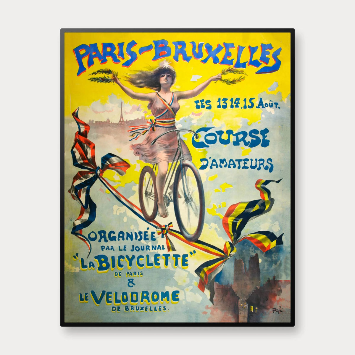 Paris–Bruxelles 1900 - Historisk cykelløbsplakat - 55×70 cm – billede 1