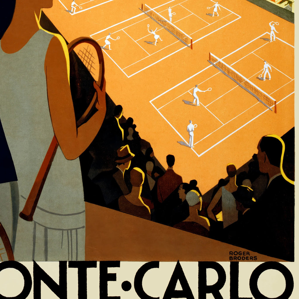 Monte-Carlo ca. 1930 - Tennis ved Middelhavet - 45×70 cm – billede 4