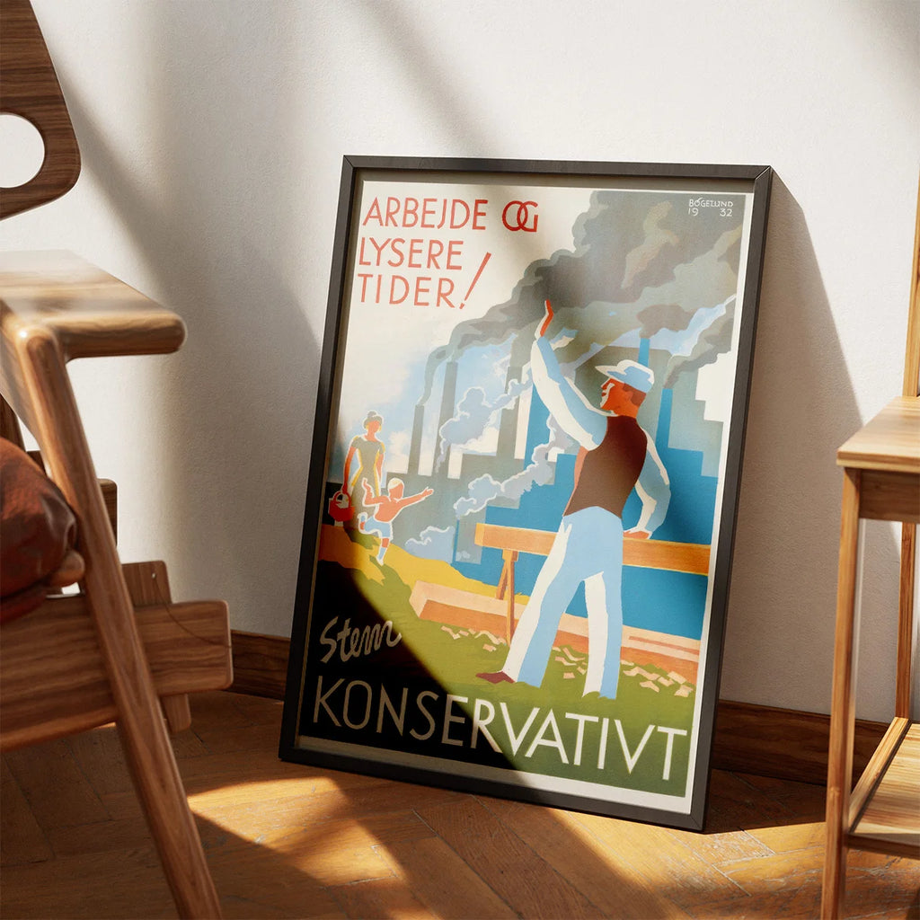 Arbejde og lysere tider 1932 - Konservativ valgplakat - 35×50 cm – billede 3