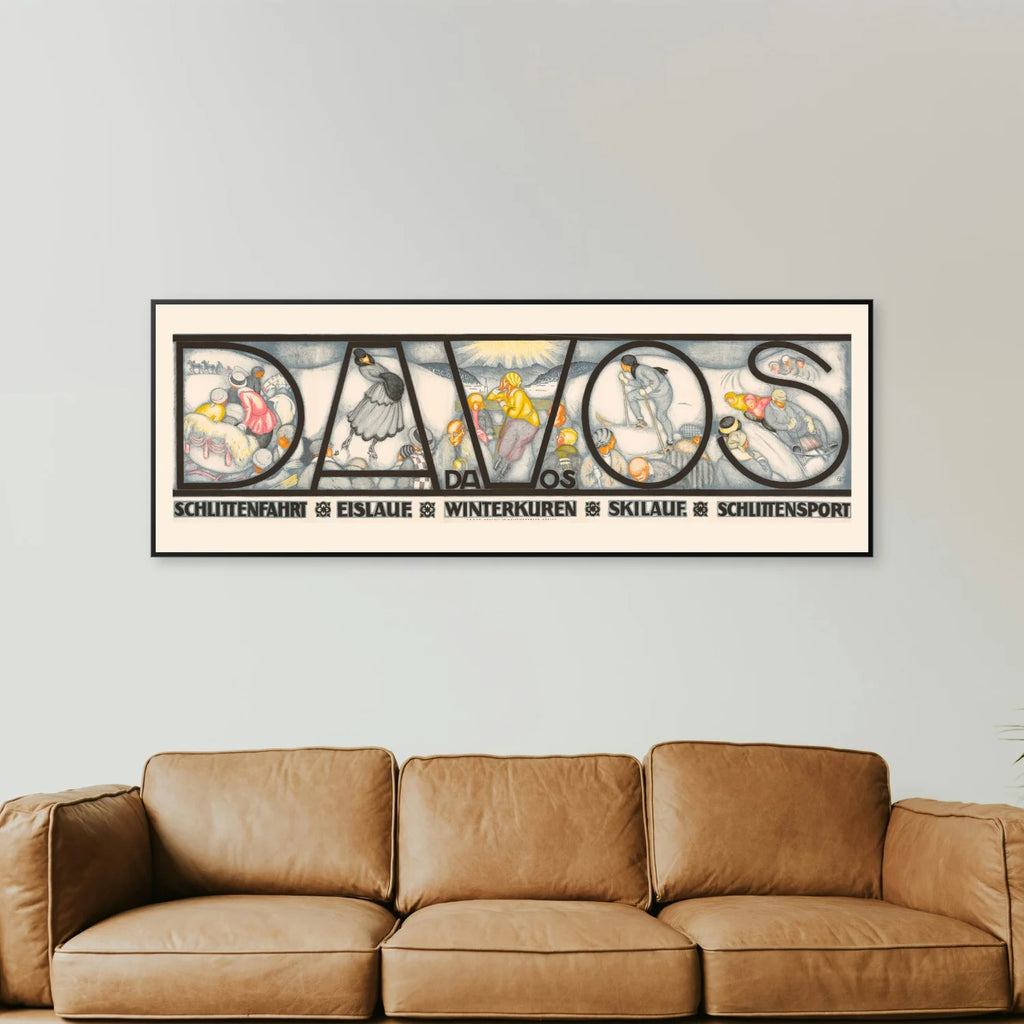 Davos 1917 - Vintersport af Burkhard Mangold - 70×25 cm – billede 2