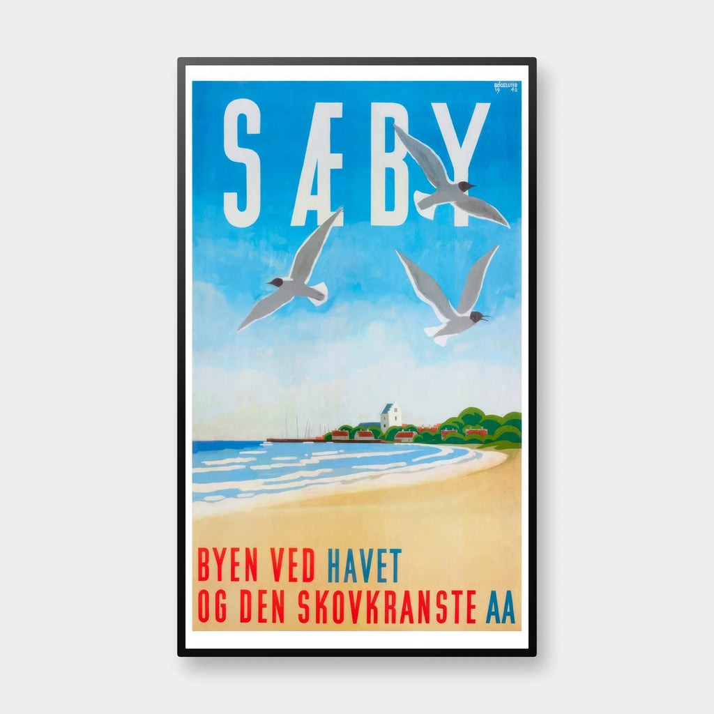 Sæby 1942 - Byen ved havet af Thor Bøgelund - 30×50 cm – billede 1