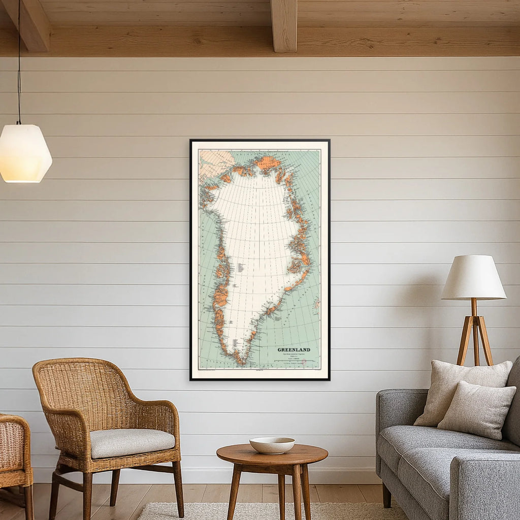 Grønland 1929 - Historisk kort fra C. A. Reitzel - 70×120 cm – billede 3