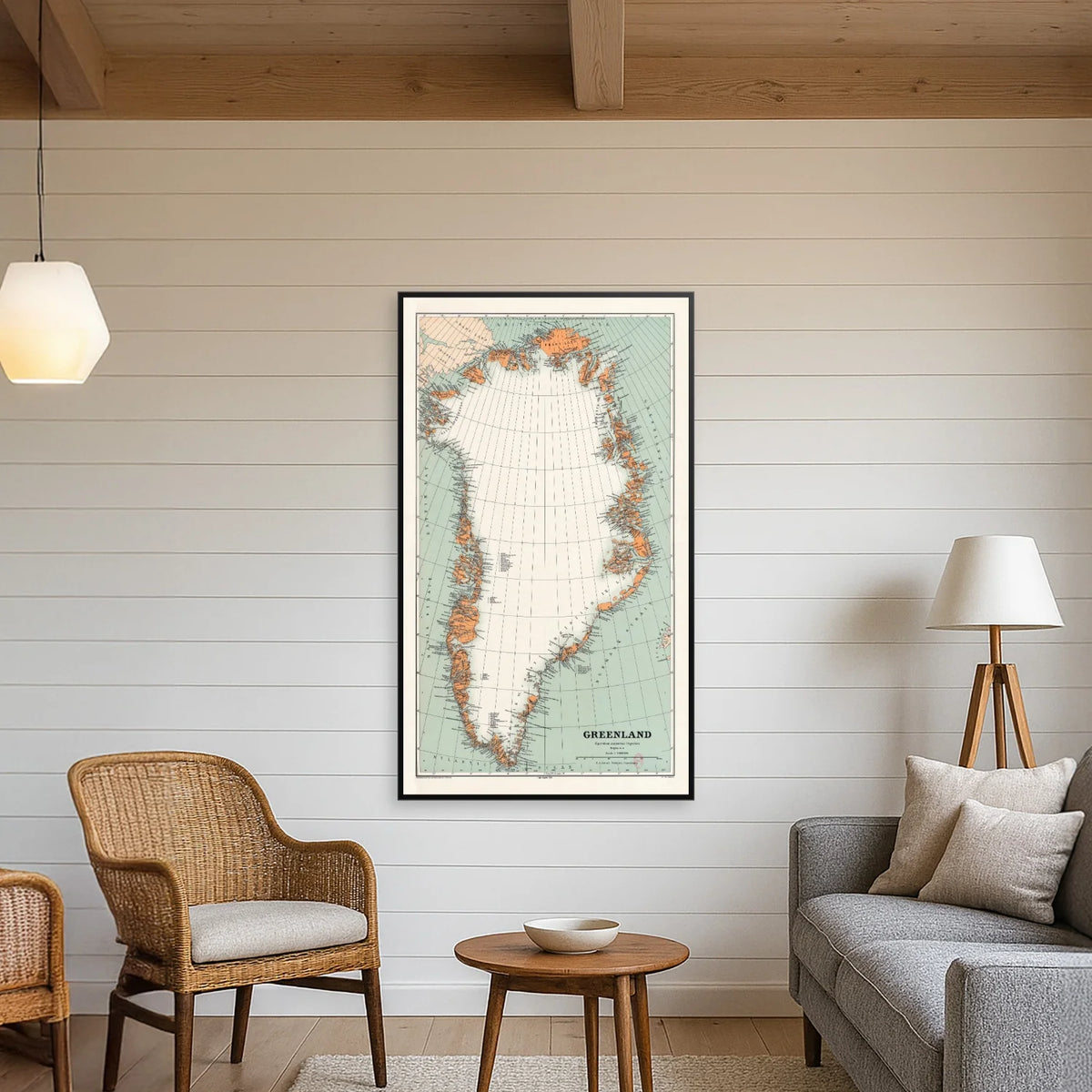 Grønland 1929 - Historisk kort fra C. A. Reitzel - 70×120 cm – billede 3