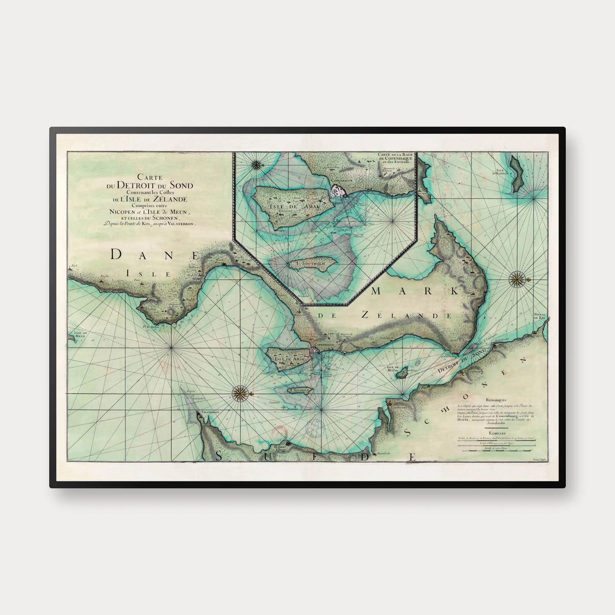 Øresund 1693 - Fransk søkort med Sjælland og Skåne – billede 1