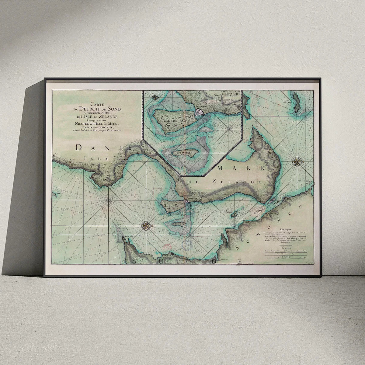 Øresund 1693 - Fransk søkort med Sjælland og Skåne – billede 3
