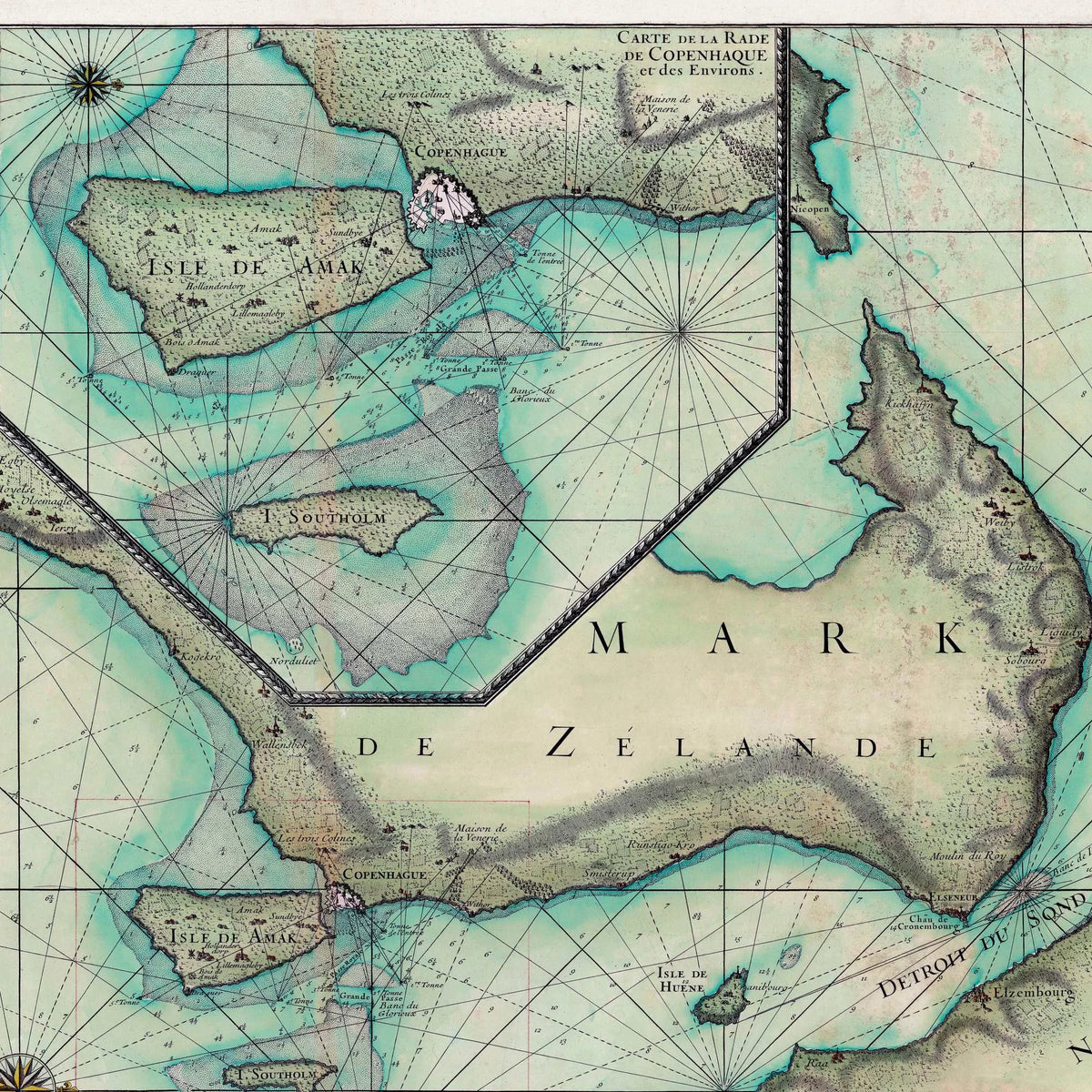 Øresund 1693 - Fransk søkort med Sjælland og Skåne – billede 4