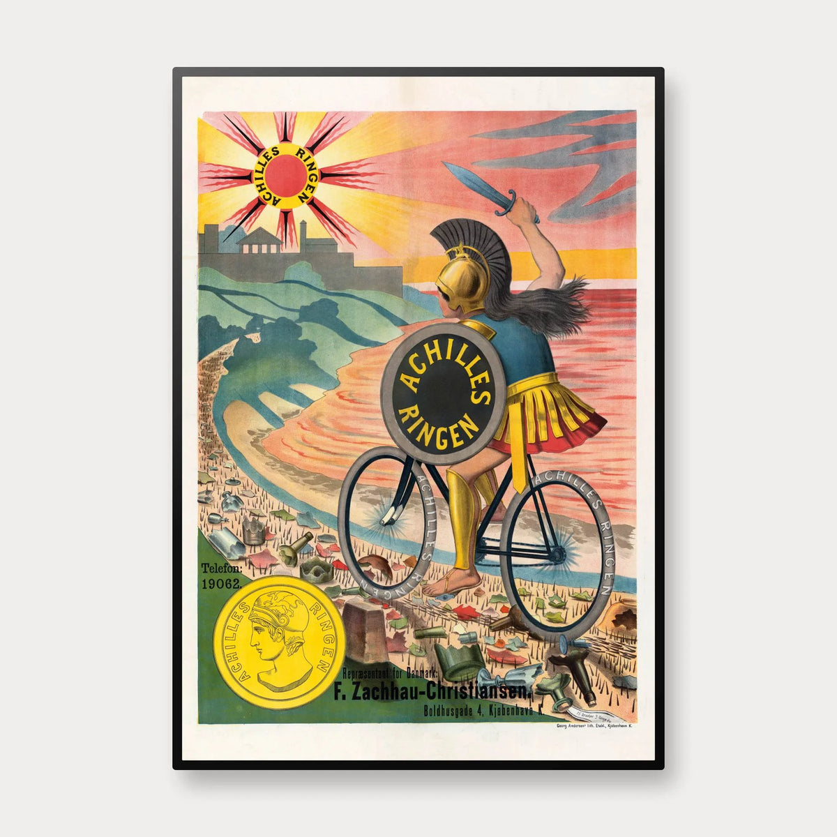 Achilles Ringen 1900 - Historisk cykelreklame – billede 1