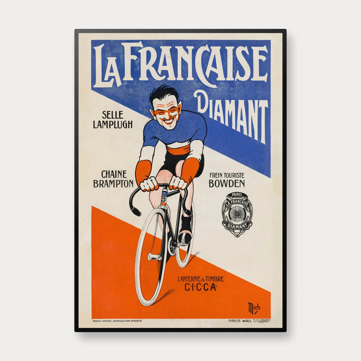 La Française Diamant 1910 - Historisk cykelreklame af Mich – billede 1